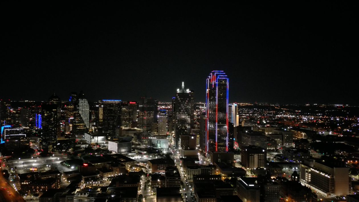 Dallas skyline illuminated at night