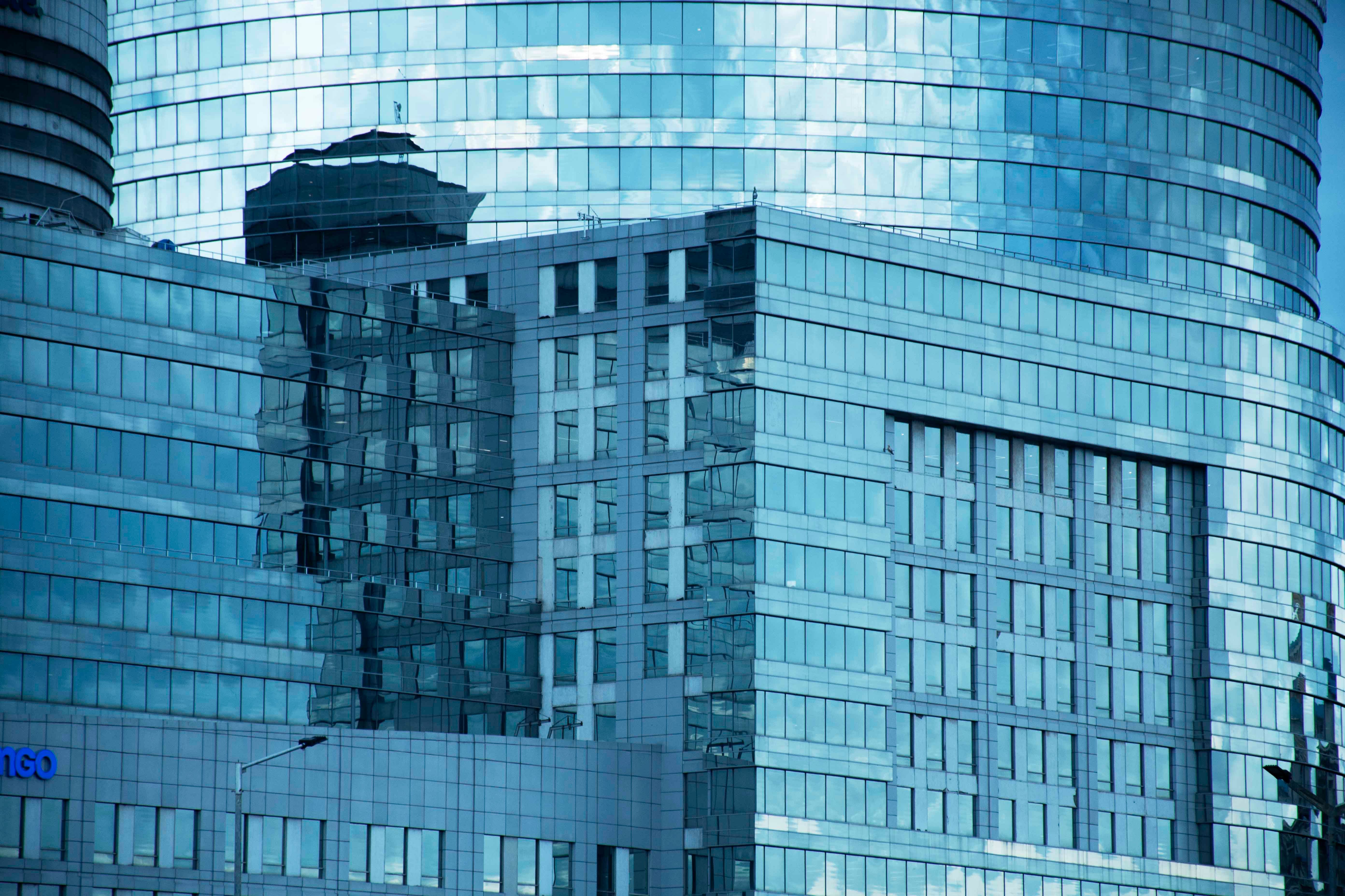 Blue glass office architecture